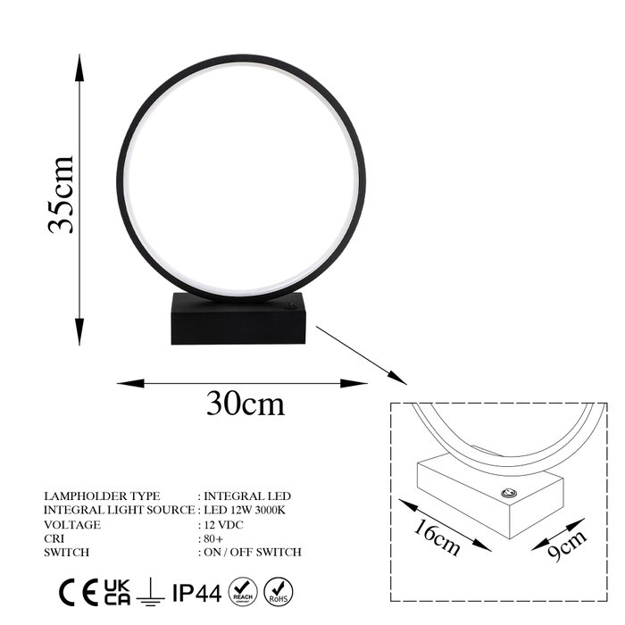 Opviq Lámpara de mesa Halka negra